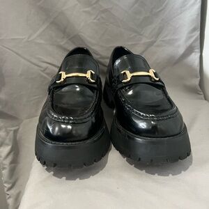 ASOS Black Patent Leather Lug Sole Bit Loafers